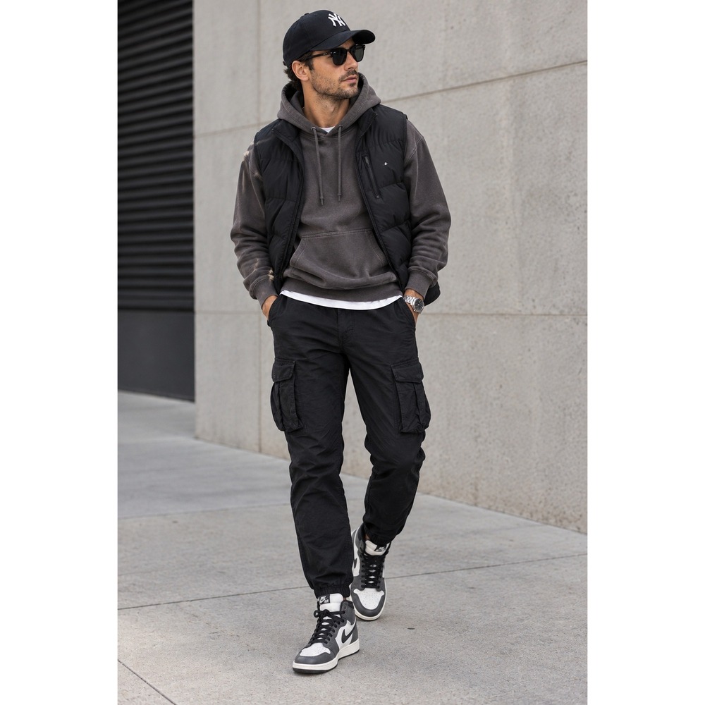 G-Star RAW Men Black Tapered Cargo Pants 33x30 Tactical Multi-Pocket Streetwear